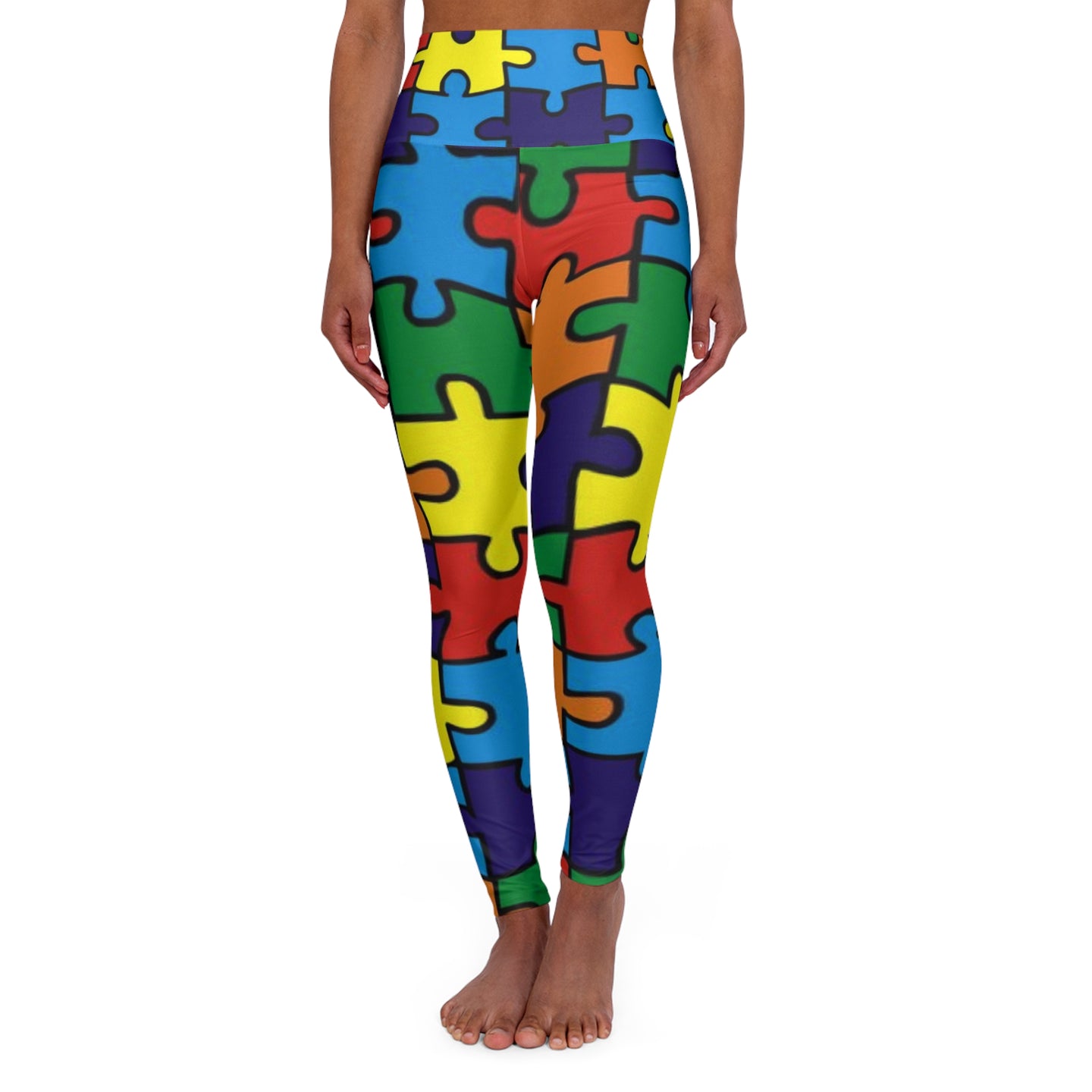 Rainbow Puzzle Piece High Waisted Leggings